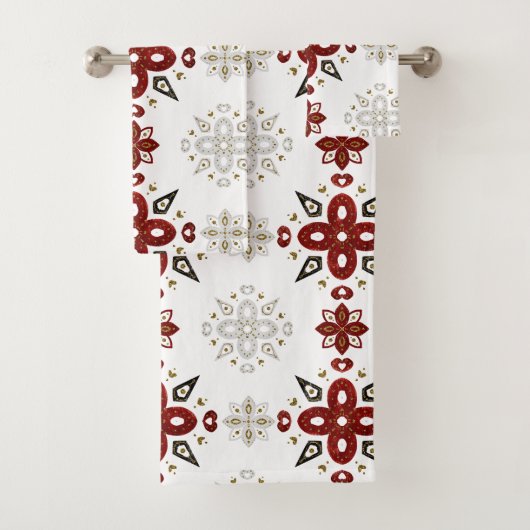 Scandinavisch rood Blauw Nordic Graphic Bad Handdoek (Insitu)