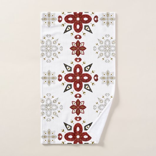 Scandinavisch rood Blauw Nordic Graphic Bad Handdoek (Handdoek)