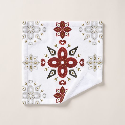 Scandinavisch rood Blauw Nordic Graphic Bad Handdoek (Wasdoekje)