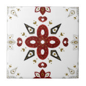 Scandinavisch rood Blauw Nordic Graphic Tegeltje (Voorkant)