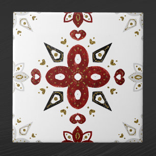 Scandinavisch rood Blauw Nordic Graphic Tegeltje