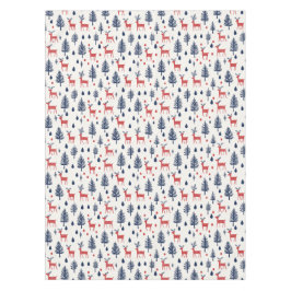 Scandinavisch rood en blauw hertenbos tafelkleed