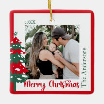 Scandinavisch rood & groen één foto Vrolijk kerstf