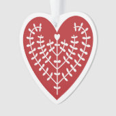 Scandinavisch rood hart AcrylOrnament Ornament (voorkant)