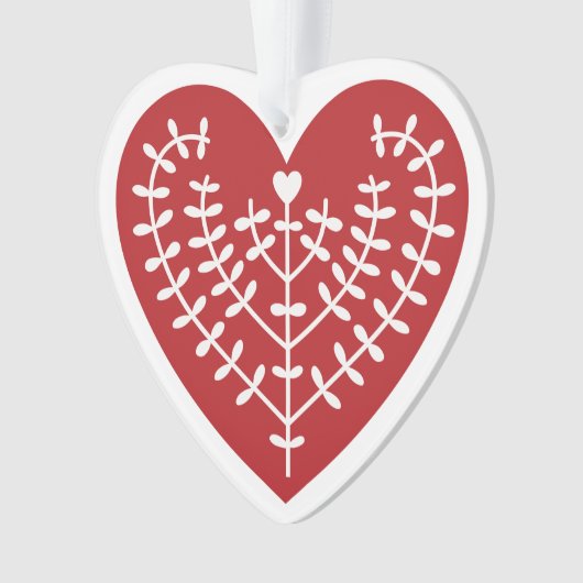 Scandinavisch rood hart AcrylOrnament Ornament (voorkant)