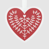 Scandinavisch rood hart AcrylOrnament Ornament (voorkant)