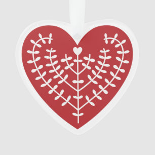 Scandinavisch rood hart AcrylOrnament Ornament