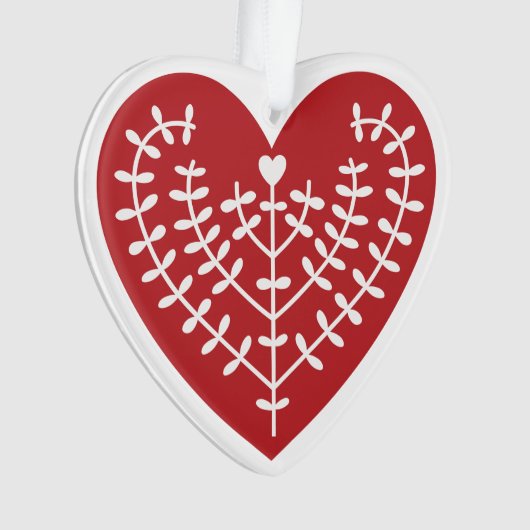 Scandinavisch rood hart AcrylOrnament Ornament (voorkant)