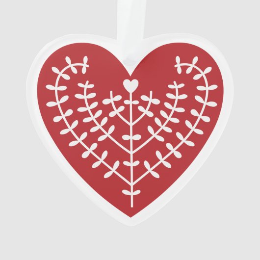 Scandinavisch rood hart AcrylOrnament Ornament (achterkant)