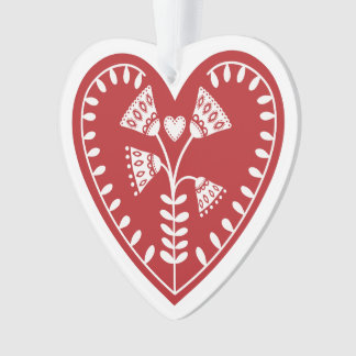 Scandinavisch rood hart AcrylOrnament Ornament