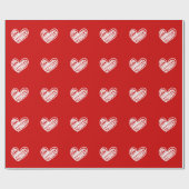 Scandinavisch Rood Hart Cadeaupapier (Vlak)