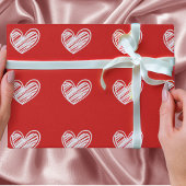 Scandinavisch Rood Hart Cadeaupapier