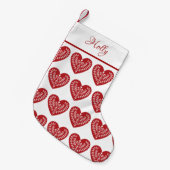 Scandinavisch rood hart gepersonaliseerd stoppen kleine kerstsok (Voorkant (Hangend))