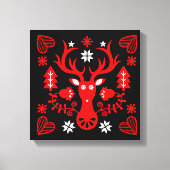 Scandinavisch rood kersthert canvas afdruk (Voorkant)
