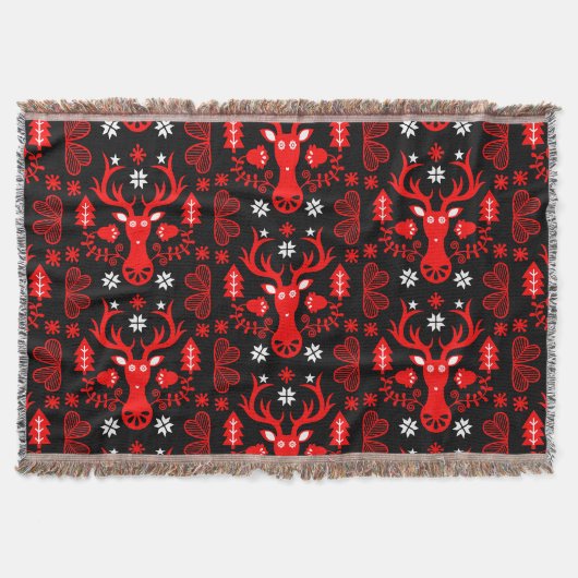 Scandinavisch rood kersthert deken (Voorkant)