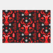 Scandinavisch rood kersthert inpakpapier vel (Voorkant)