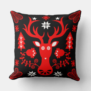 Scandinavisch rood kersthert kussen