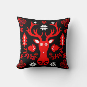 Scandinavisch rood kersthert kussen