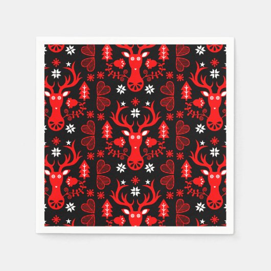 Scandinavisch rood kersthert servet (Voorkant)