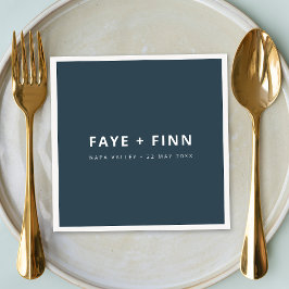 Scandinavisch rookblauw minimalistisch huwelijk servet