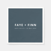 Scandinavisch rookblauw minimalistisch huwelijk servet (Voorkant)