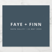 Scandinavisch | Rookblauw minimalistisch huwelijk Sparkling Wijnetiket (Enkel label)