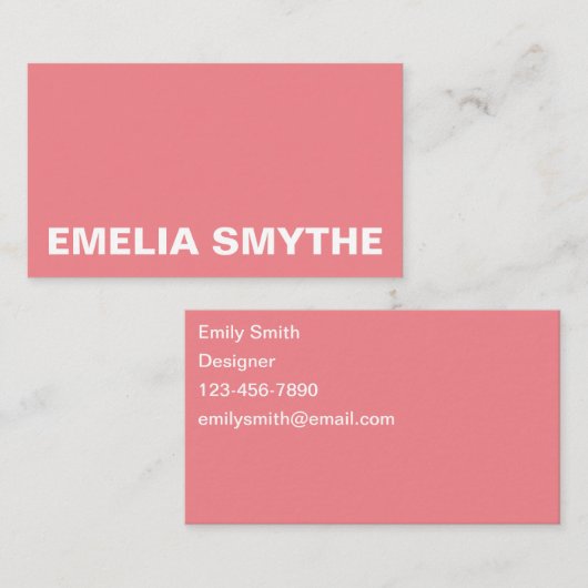 Scandinavisch Roos roze minimalistisch eenvoudig k Visitekaartje (Voorkant / Achterkant)