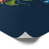 Scandinavisch Rosemaling Folk Blue Red Poster (Hoek)