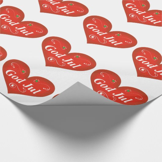 Scandinavisch Rosemaling God jul Kerstmis Cadeaupapier (Hoek)