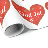 Scandinavisch Rosemaling God jul Kerstmis Cadeaupapier (Rol Hoek)