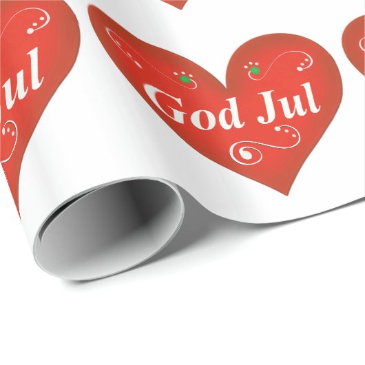 Scandinavisch Rosemaling God jul Kerstmis Cadeaupapier (Rol Hoek)