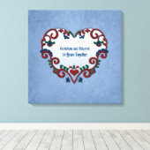 Scandinavisch Rosemaling hart Custom Jubileum Canvas Afdruk (Insitu (Houten vloer))