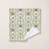 Scandinavisch Rosemaling Monogram Patroon Nordic Bad Handdoek (Wasdoekje)