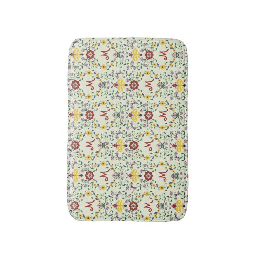 Scandinavisch Rosemaling Monogram Patroon Nordic Badmat (Voorkant Verticaal)