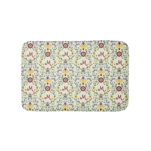 Scandinavisch Rosemaling Monogram Patroon Nordic Badmat (Voorkant)