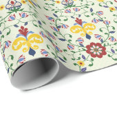 Scandinavisch Rosemaling Monogram Patroon Nordic Cadeaupapier (Rol Hoek)