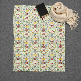 Scandinavisch Rosemaling Monogram Patroon Nordic Fleece Deken