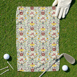 Scandinavisch Rosemaling Monogram Patroon Nordic Golfhanddoek