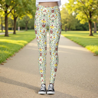 Scandinavisch Rosemaling Monogram Patroon Nordic Leggings