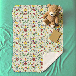 Scandinavisch Rosemaling Monogram Patroon Nordic Sherpa Deken