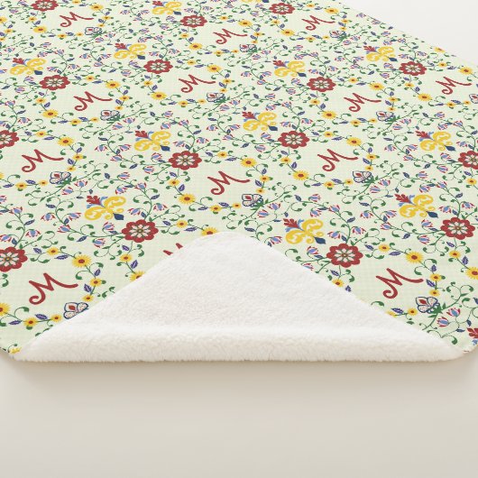 Scandinavisch Rosemaling Monogram Patroon Nordic Sherpa Deken (3/4)
