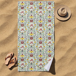Scandinavisch Rosemaling Monogram Patroon Nordic Strandlaken