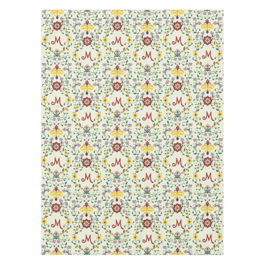 Scandinavisch Rosemaling Monogram Patroon Nordic Tafelkleed (Voorkant)