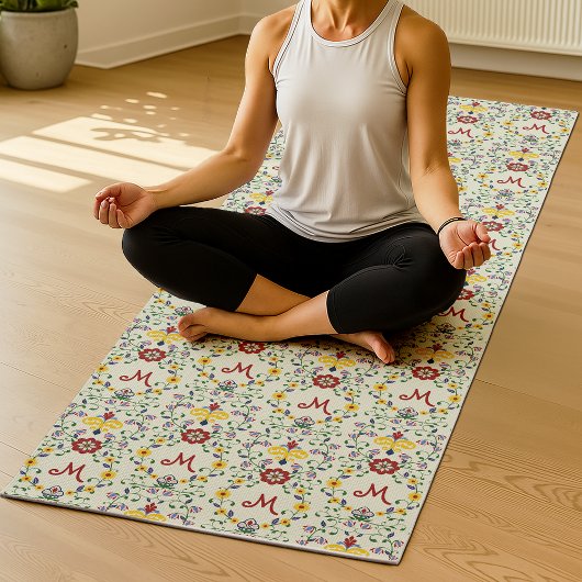 Scandinavisch Rosemaling Monogram Patroon Nordic Yogamat