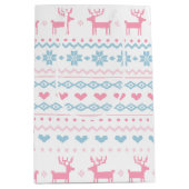 Scandinavisch roze & Blue Ski Sweater Pattern Medium Cadeauzakje (Voorkant)