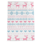 Scandinavisch roze & Blue Ski Sweater Pattern Medium Cadeauzakje (Achterkant)