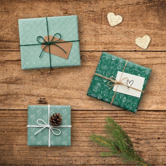 Scandinavisch rustiek minimaal folk patroon inpakpapier vel