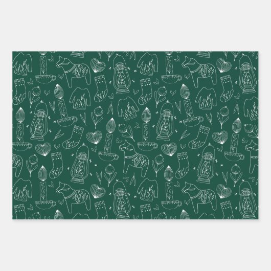 Scandinavisch rustiek minimaal folk patroon inpakpapier vel (Voorkant 3)