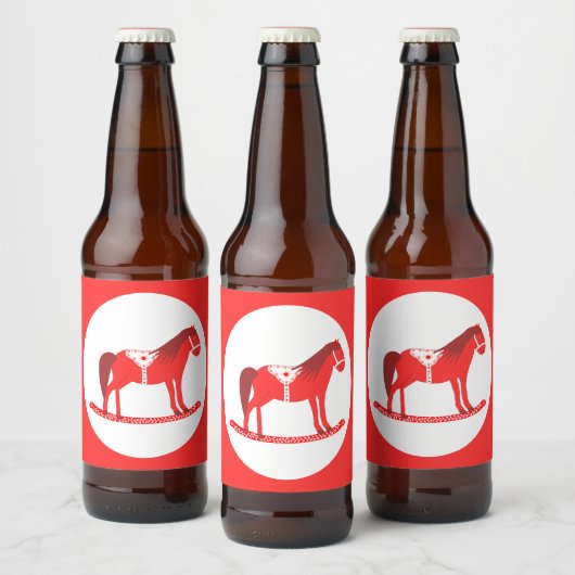 Scandinavisch schommelpaard bier etiket (Flessen)