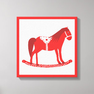 Scandinavisch schommelpaard canvas afdruk